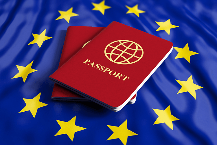 official travel document for EU citizens, featuring the EU emblem and personal identification details