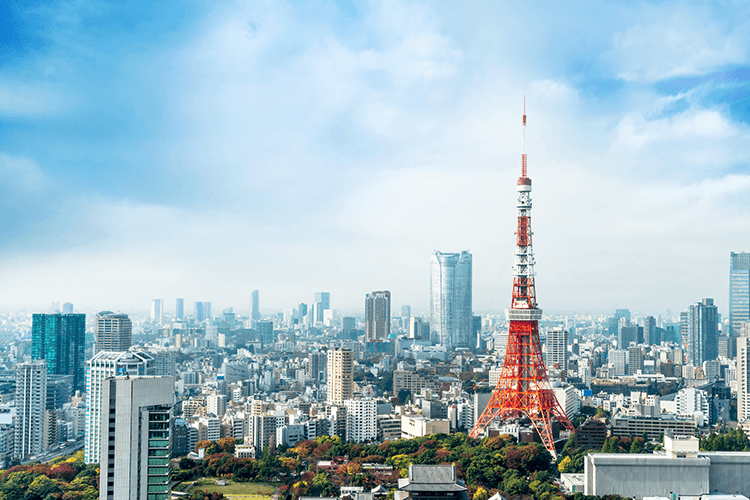 Tokyo skyline featuring Tokyo Tower and the cityscape